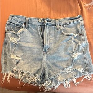 Abercrombie & Fitch Ripped Light Blue Jean Shorts